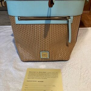 Dooney & Bourke Beige and Light Blue Bucket Bag